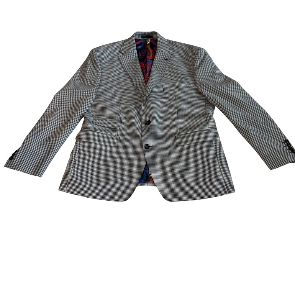 Tayion Montee Holland 42S Houndstooth Blazer Paisley Lined Sport Coat‎ Statement